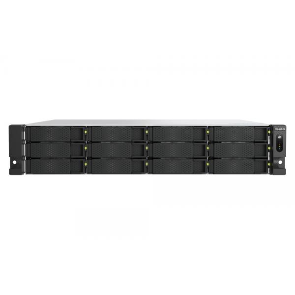 QNAP TS-h1277AXU-RP NAS Armadio [2U] AMD Ryzen™ 5 16 GB DDR5 144 TB HDD QNAP QTS Alluminio, Nero (QNAP TS-H1277AXU-RP-R5-16G 144TB [Seagate Exos] 2U 12-bay 3.5 SATA HDD NAS; AMD Ryzen 5 7000 series 6C12T [boost up to 5.1 GHz]; 16GB DDR5 non-ECC RAM [max. 128GB total]; 2x M.2 2280 PCIe Gen5 x2 slots for SSD cache; 2x 10GBASE-T + 2x 2.5 GbE RJ45; 3 x PCIe Gen 4 expansion slots; 2 x 550W redundant power supply; with rail kit. Support rail kit RAIL-B02. [3Years warranty])