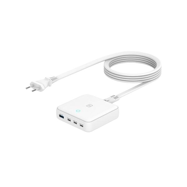 Tucano MA-DEGAN100-EU-W Caricabatterie per dispositivi mobili Computer portatile, Smartphone, Tablet Bianco AC Ricarica rapida Interno (GAN TISCHLADEGERT WEI - 100W 3X USB-C 1X USB-A 15 M)