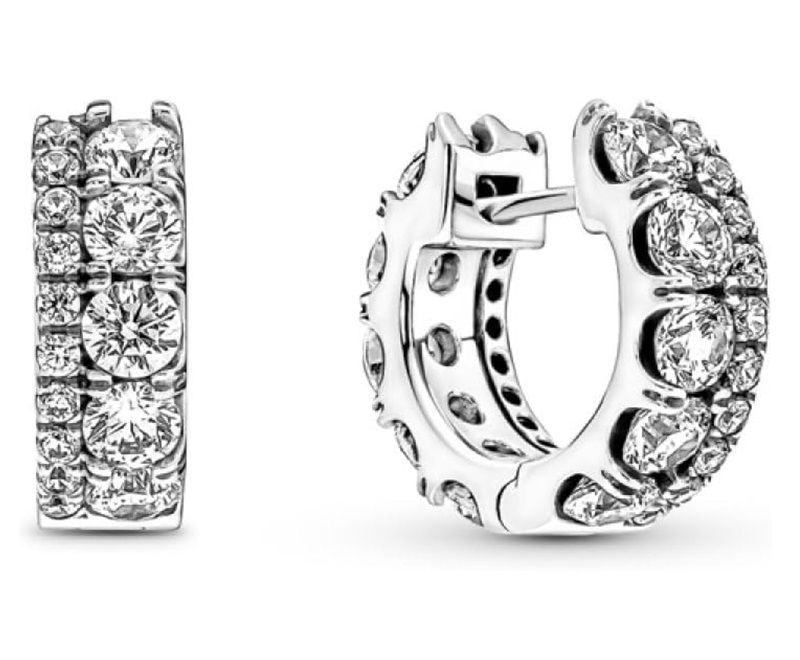 PANDORA JEWELS Mod. DOUBLE BAND PAVE HOOP
