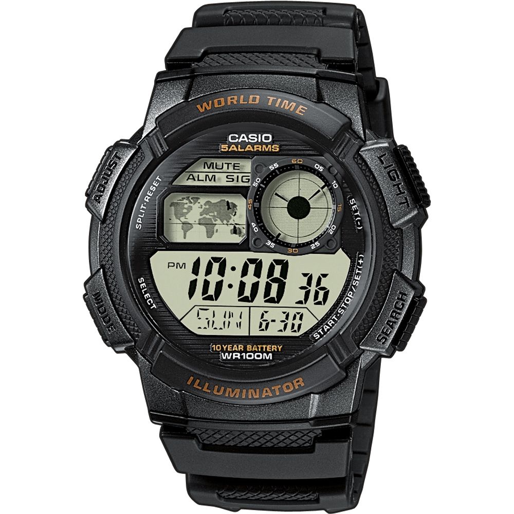 CASIO SPORT Mod. DIVER - WORLD TIME ILLUMINATOR 5 ALARMS. 10 YEARS BATTERY - BLACK