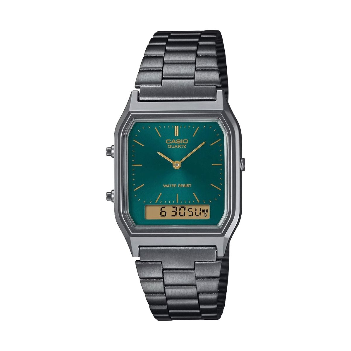 CASIO VINTAGE Mod. EDGY COLLECTION GUN METAL - EMERALD GREEN