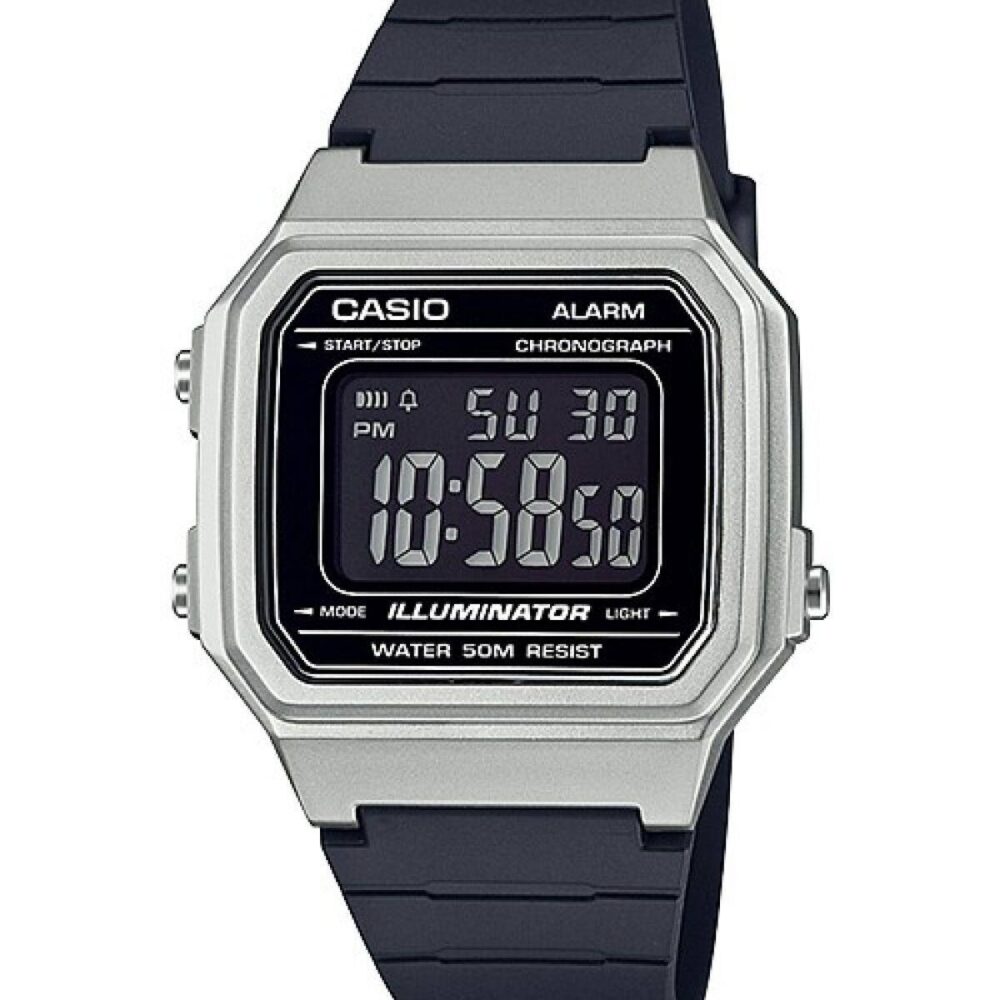 CASIO TIMELESS COLLECTION Mod. SPORT ILLUMINATOR WR 50M. ALARM. CHRONOGRAPH - SILVER - METAL SERIE