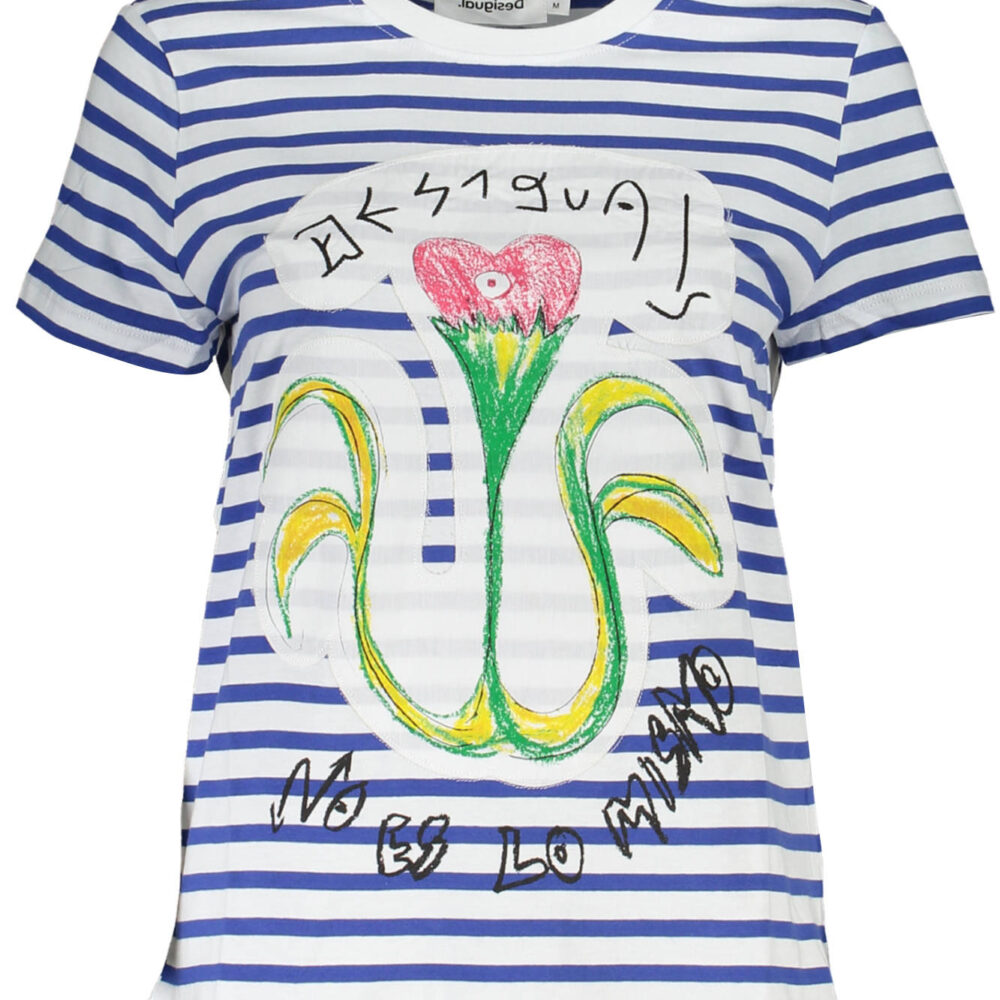 DESIGUAL T-SHIRT MANICHE CORTE DONNA BLU
