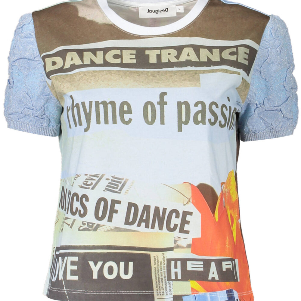 DESIGUAL T-SHIRT MANICHE CORTE DONNA AZZURRO