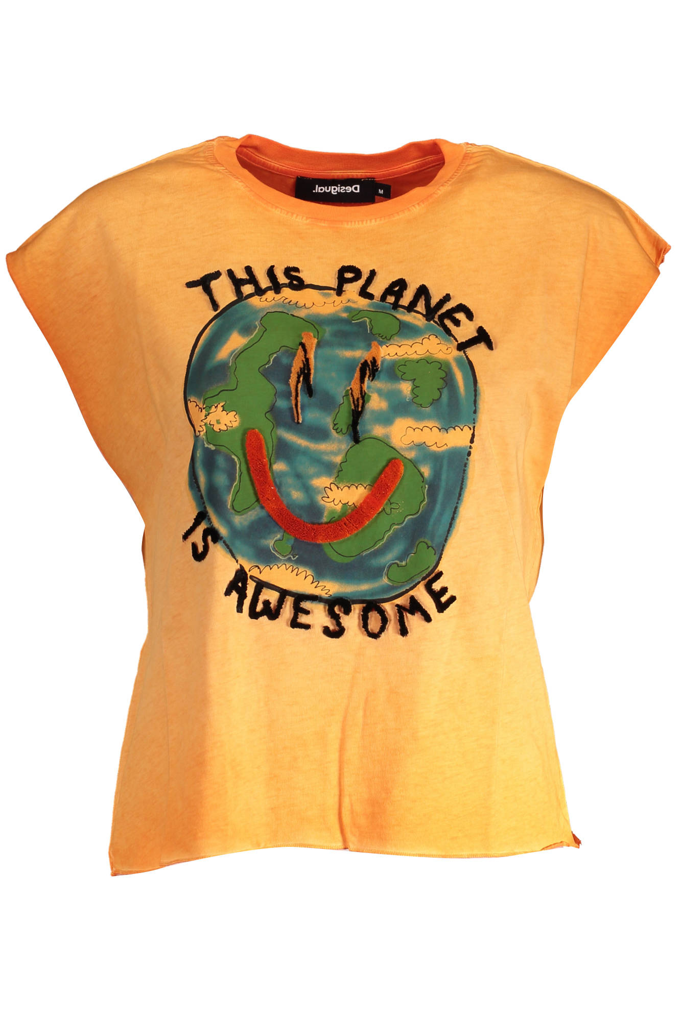 DESIGUAL T-SHIRT MANICHE CORTE DONNA ARANCIO