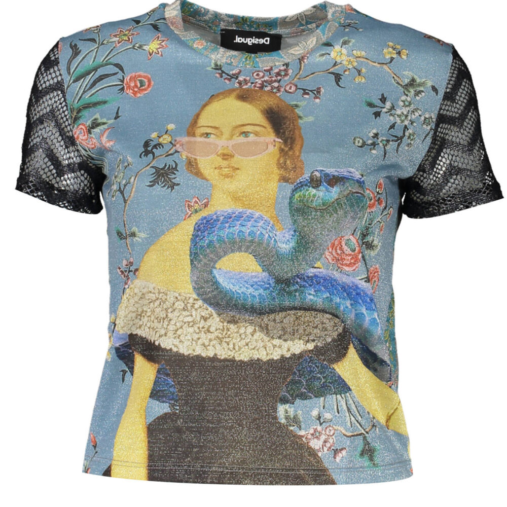DESIGUAL T-SHIRT MANICHE CORTE DONNA AZZURRO