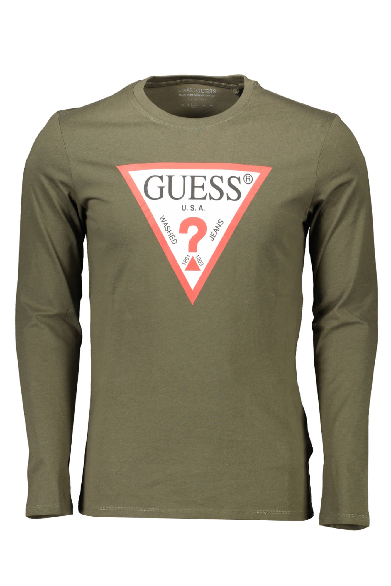 GUESS JEANS T-SHIRT MANICHE LUNGHE UOMO VERDE