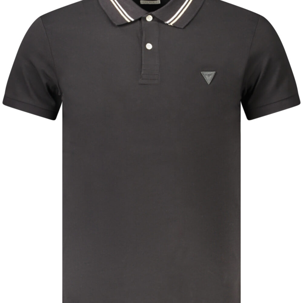 GUESS JEANS POLO MANICHE CORTE UOMO NERO