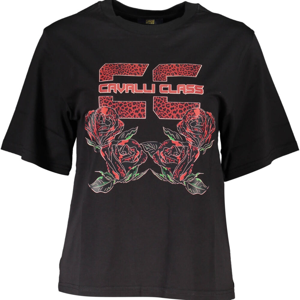 CAVALLI CLASS T-SHIRT MANICHE CORTE DONNA NERO