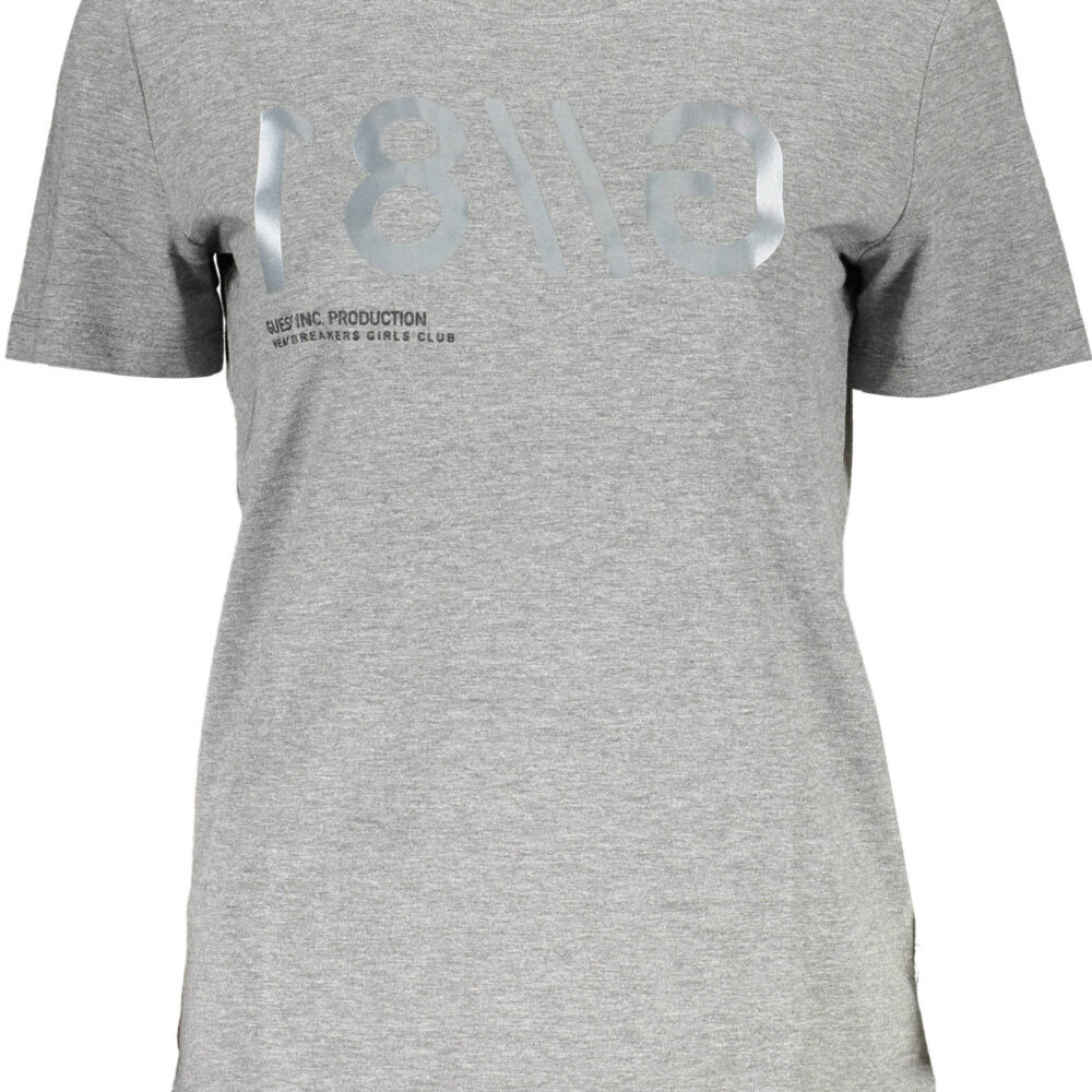 GUESS JEANS T-SHIRT MANICHE CORTE DONNA GRIGIO