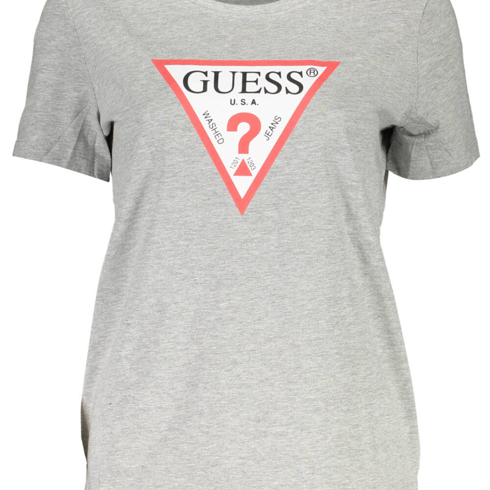 GUESS JEANS T-SHIRT MANICHE CORTE DONNA GRIGIO