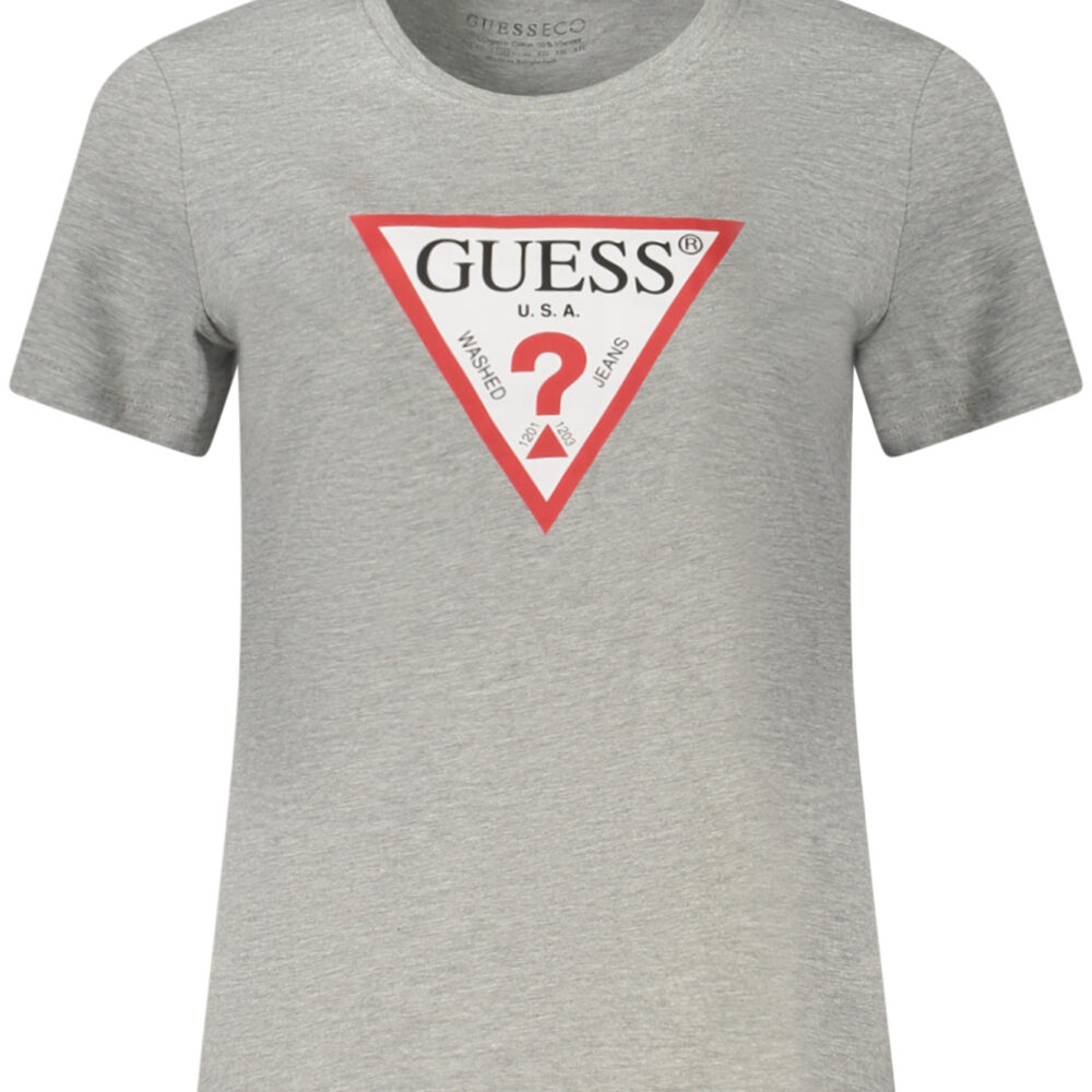 GUESS JEANS T-SHIRT MANICHE CORTE DONNA GRIGIO