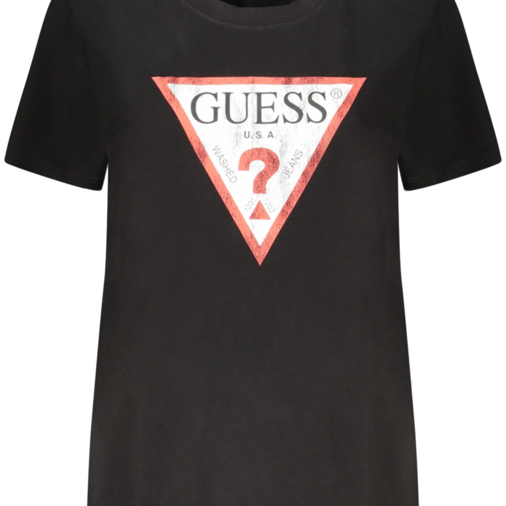 GUESS JEANS T-SHIRT MANICHE CORTE DONNA NERO