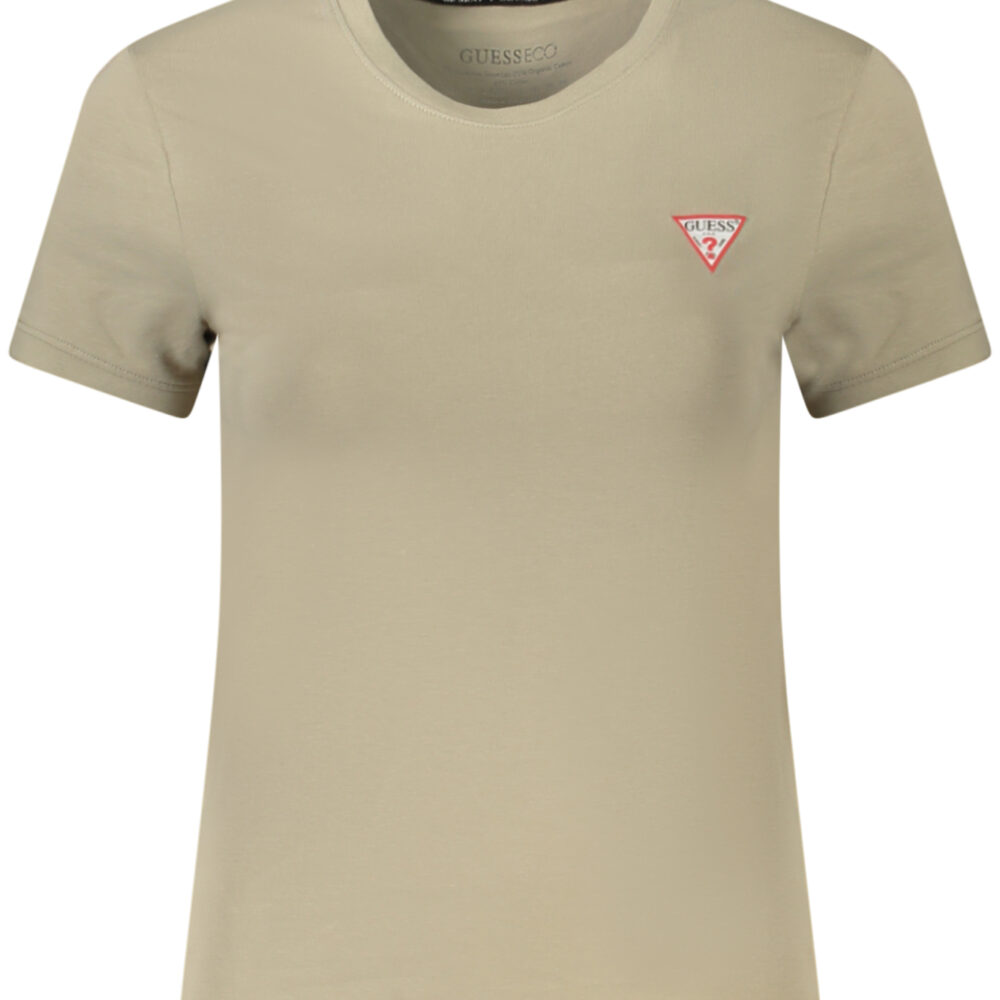 GUESS JEANS T-SHIRT MANICHE CORTE DONNA BEIGE