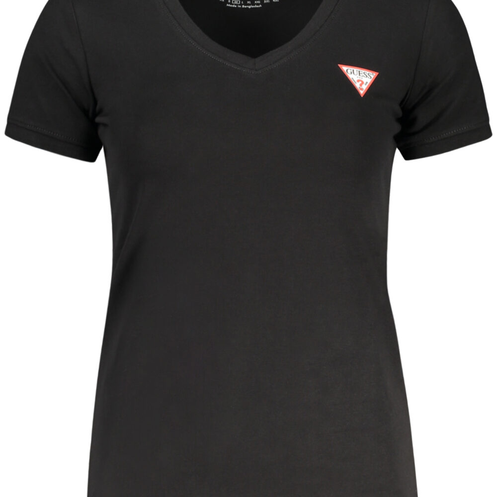 GUESS JEANS T-SHIRT MANICHE CORTE DONNA NERO