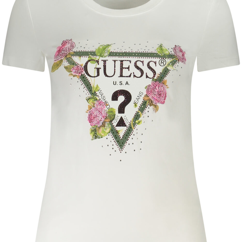 GUESS JEANS T-SHIRT MANICHE CORTE DONNA BIANCO