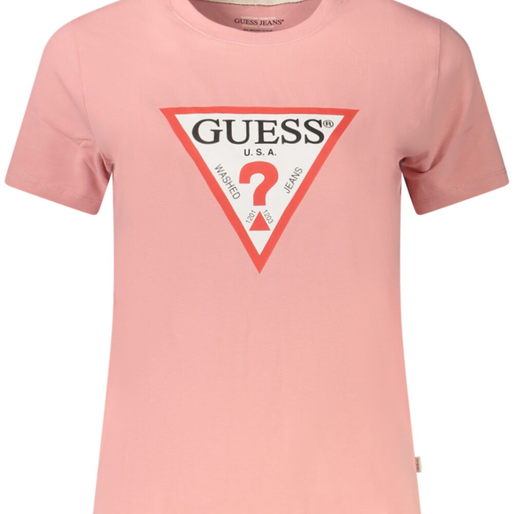 GUESS JEANS T-SHIRT MANICHE CORTE DONNA ROSA