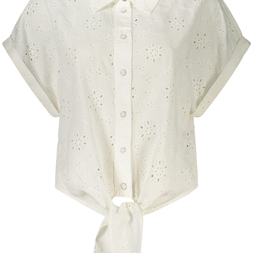 GUESS JEANS CAMICIA MANICHE CORTE DONNA BIANCO