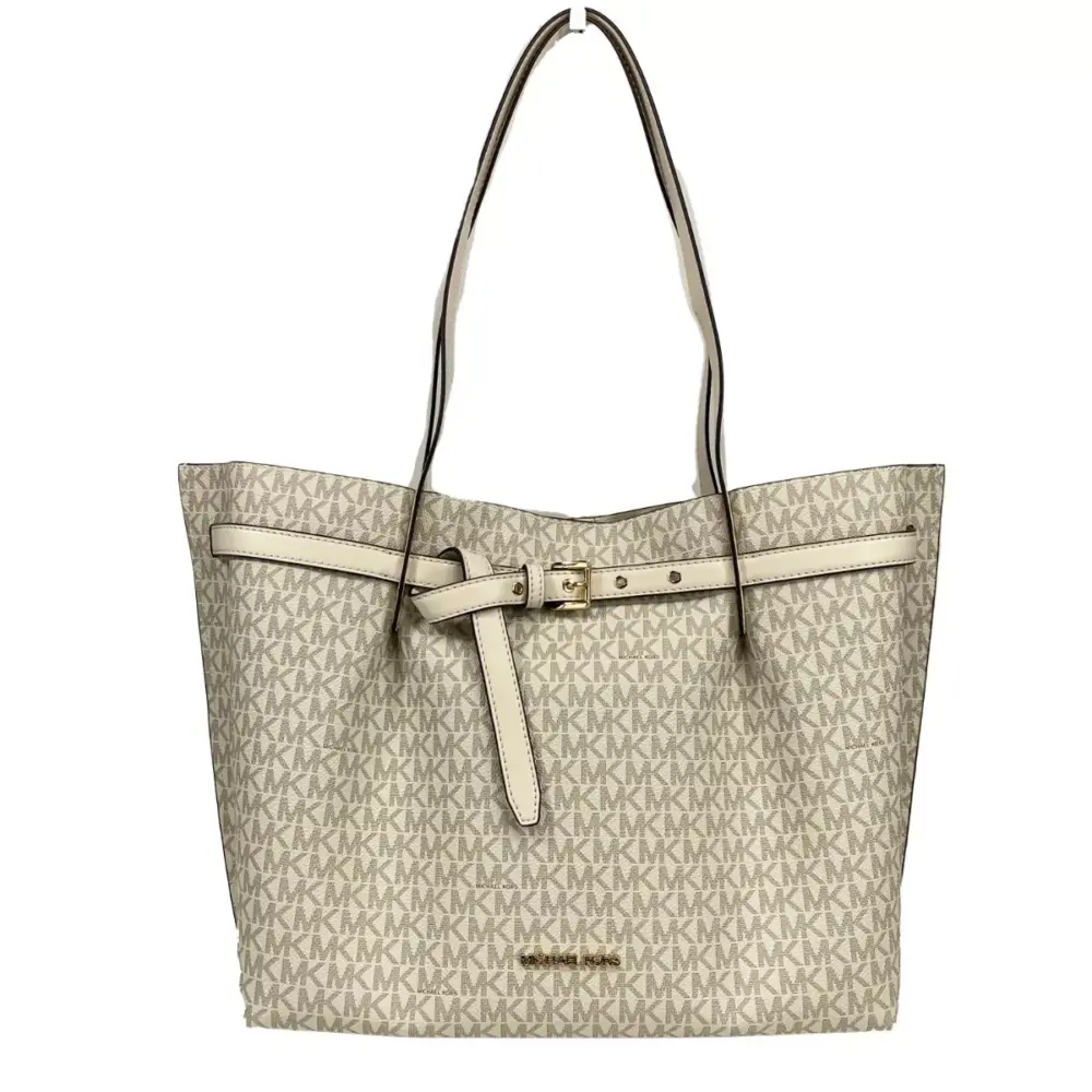 Emilia Large Signature PVC Tote Bag Purse Light Cream