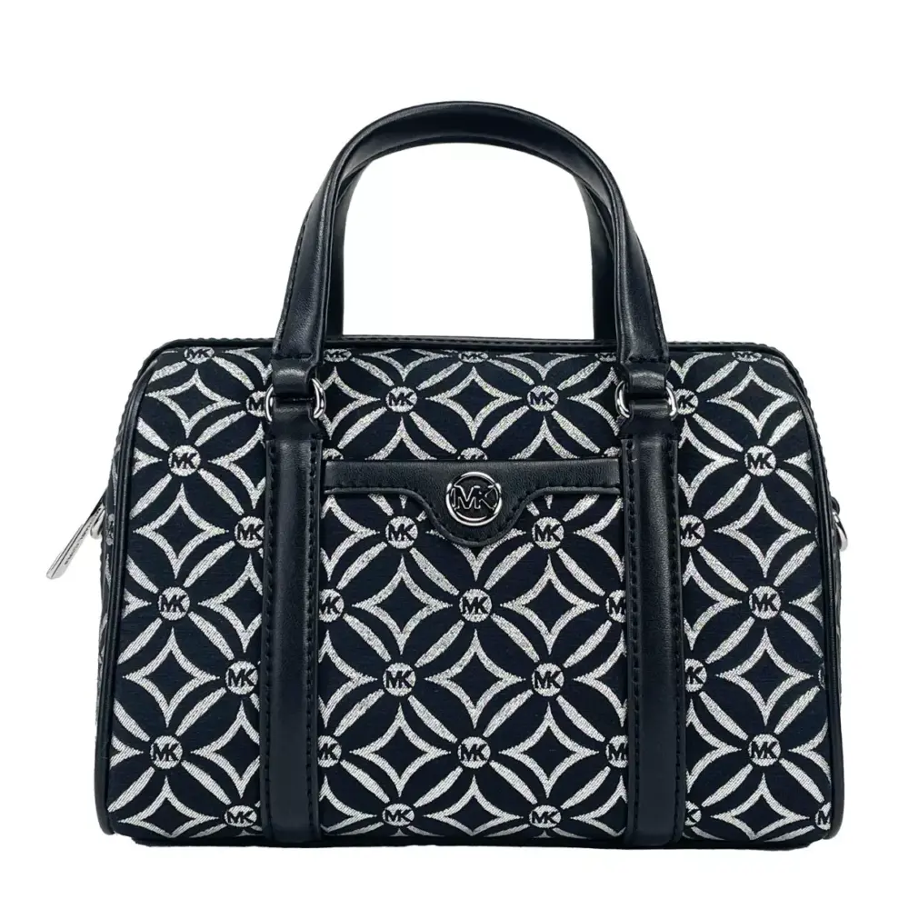 Small Leather Duffle Crossbody Bag Black