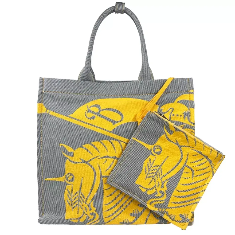 EKD Canvas Tote Bag With Coin Pouch Sunflower Gray