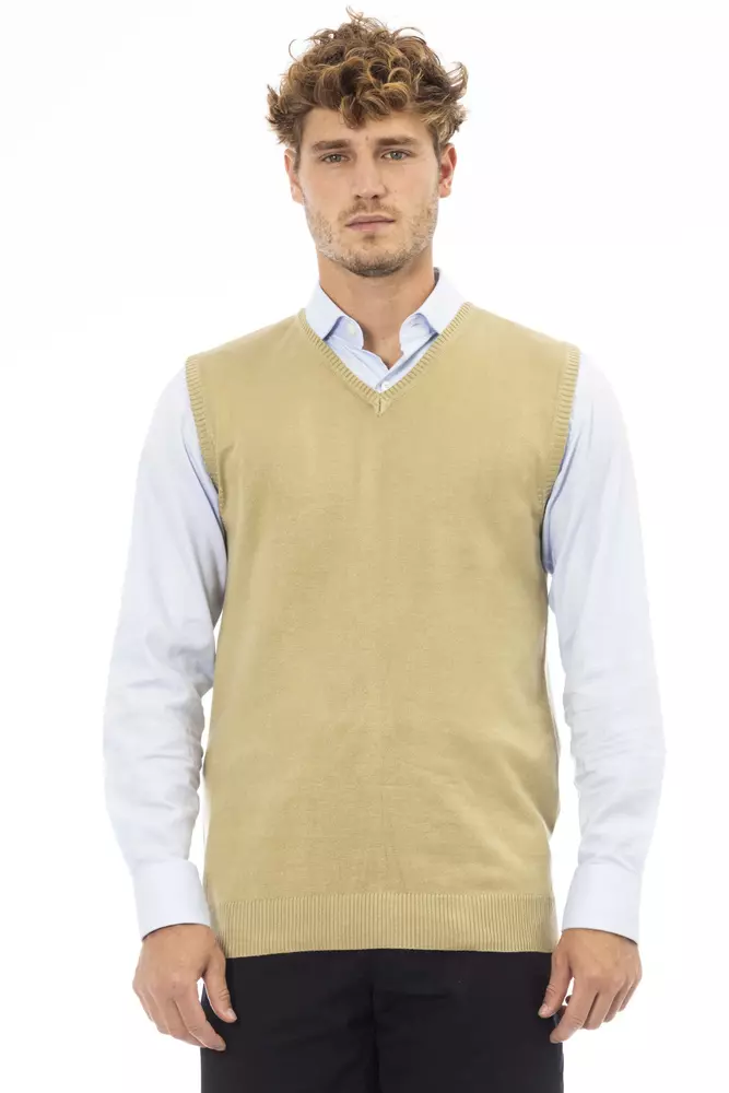 Beige Viscose Men Jacket