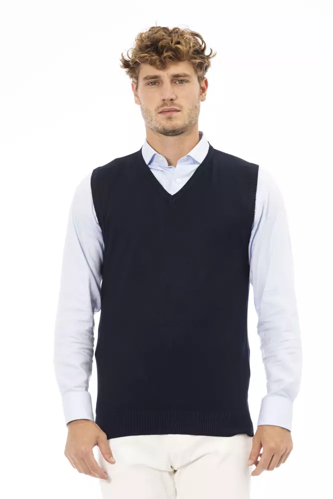 Blue Viscose Men Jacket