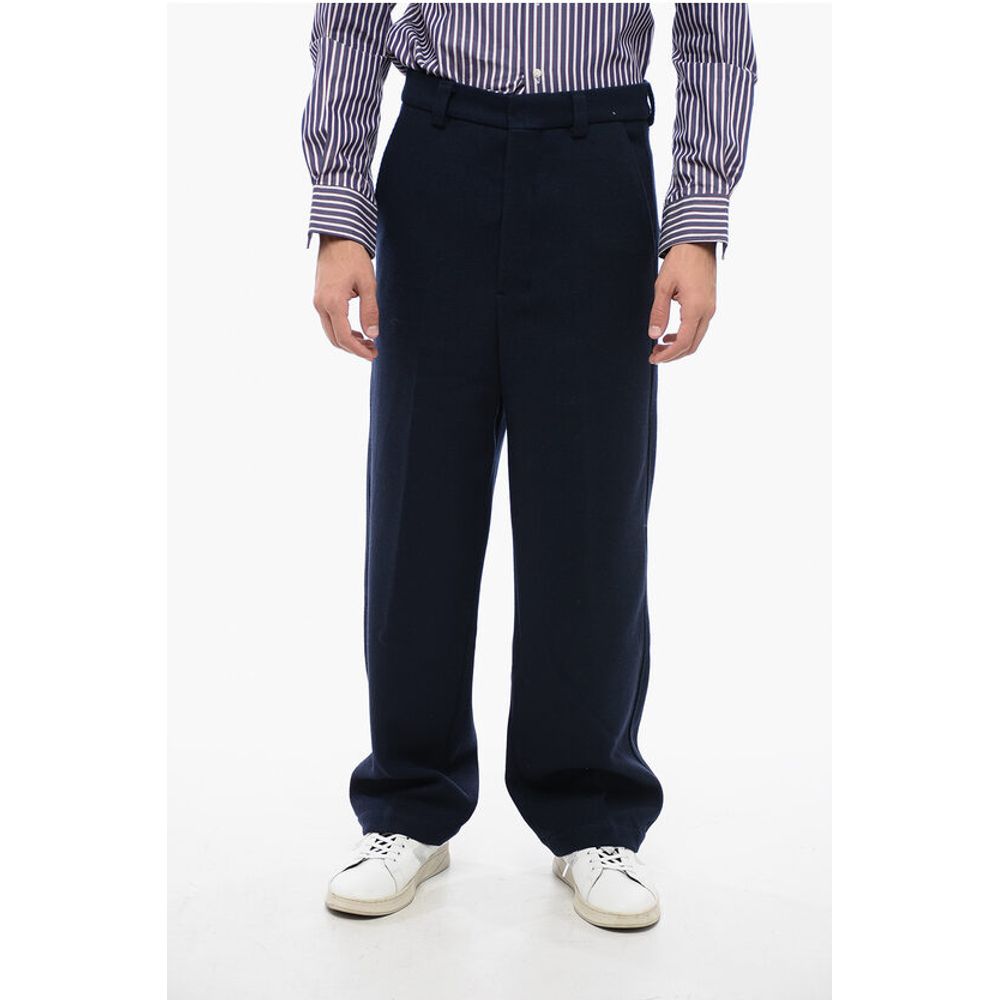 Wool Cloth Chinos Pants with Hidden Fastening