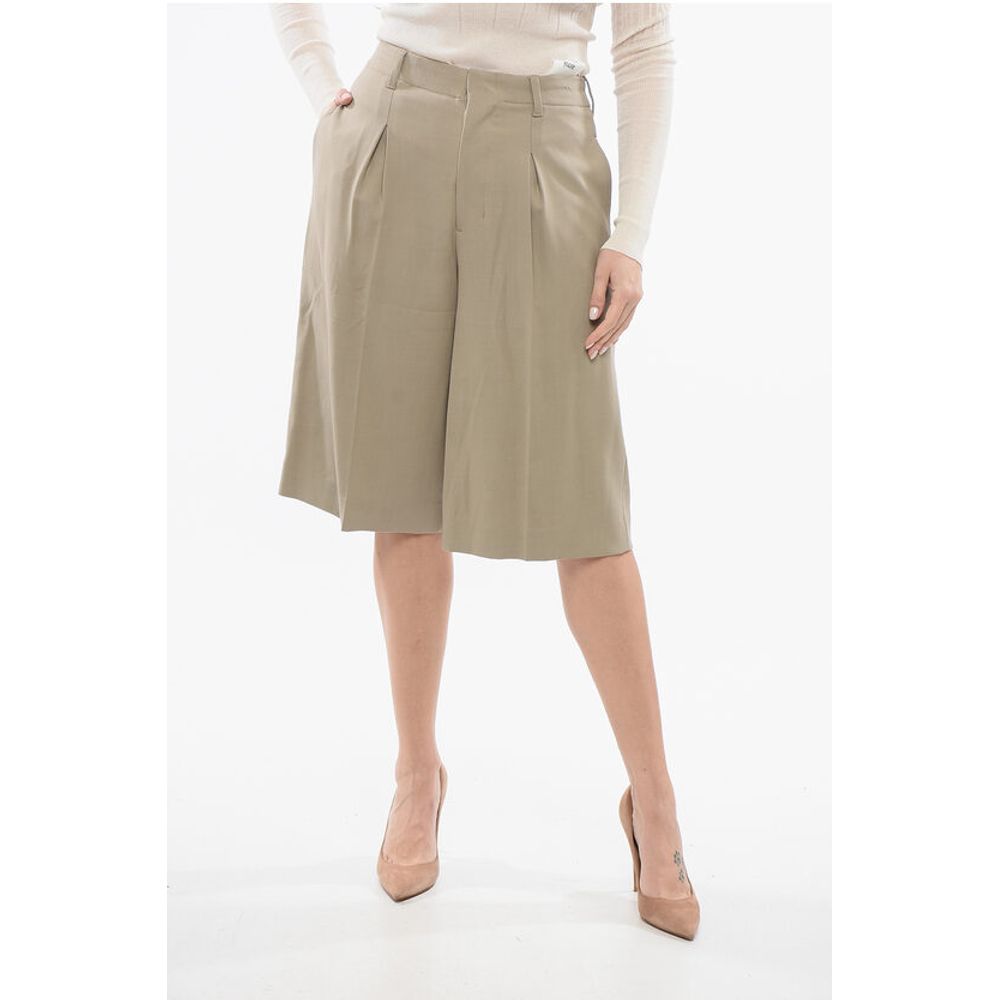 Wool Blend Pleated Shorts