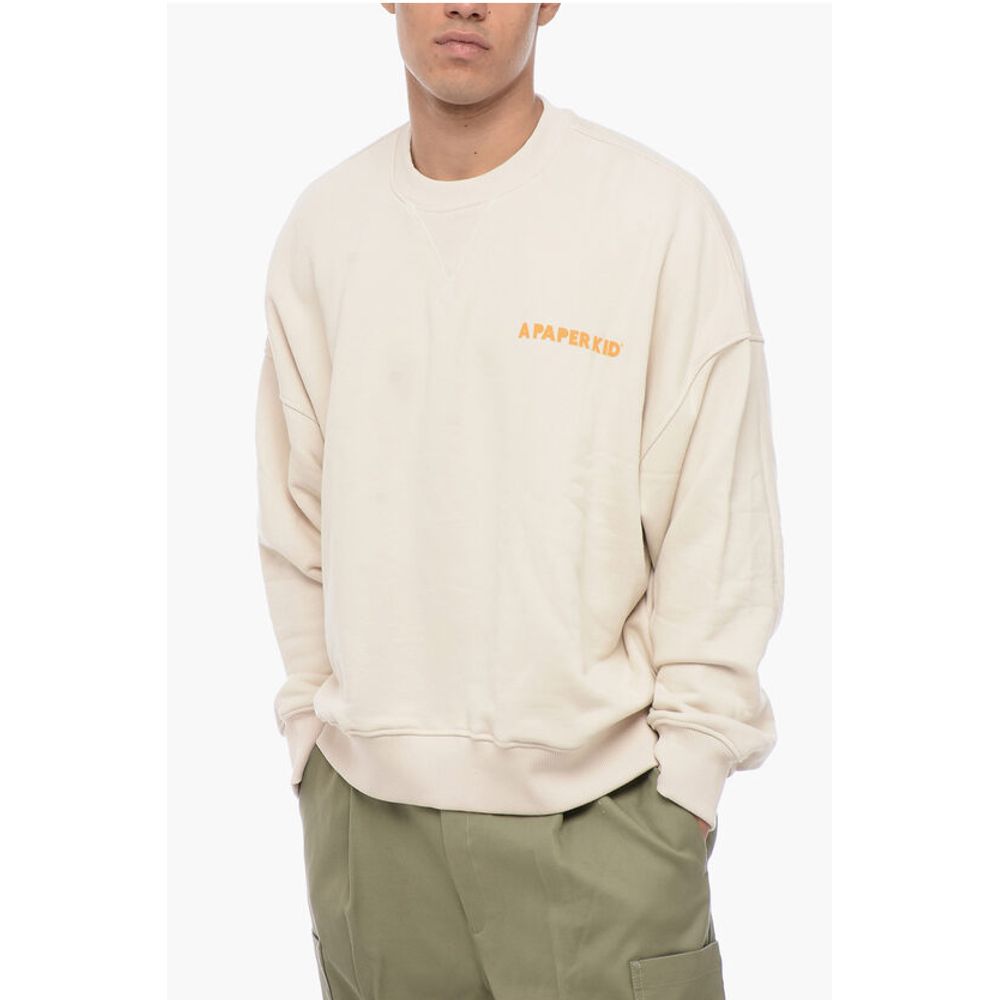 Brushed Cotton Crew-neck Sweatshirt with Printed Logo