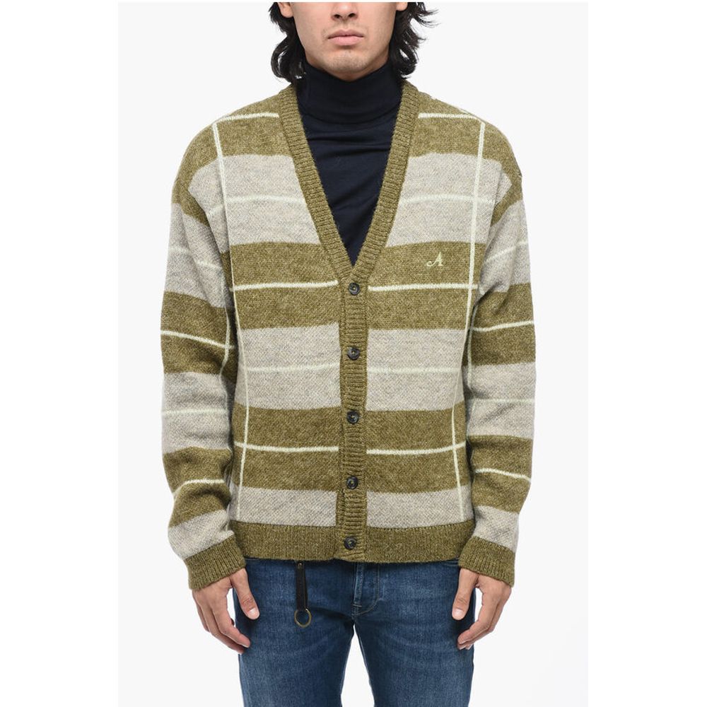 Two-tone Striped V-Neck Cardigan