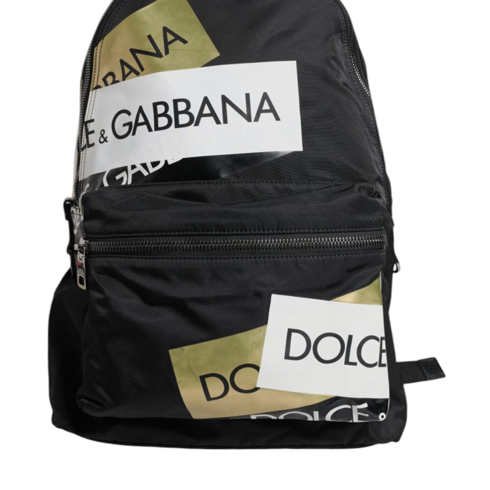 Black Logo Tape Polyamide School Travel Backpack Bag