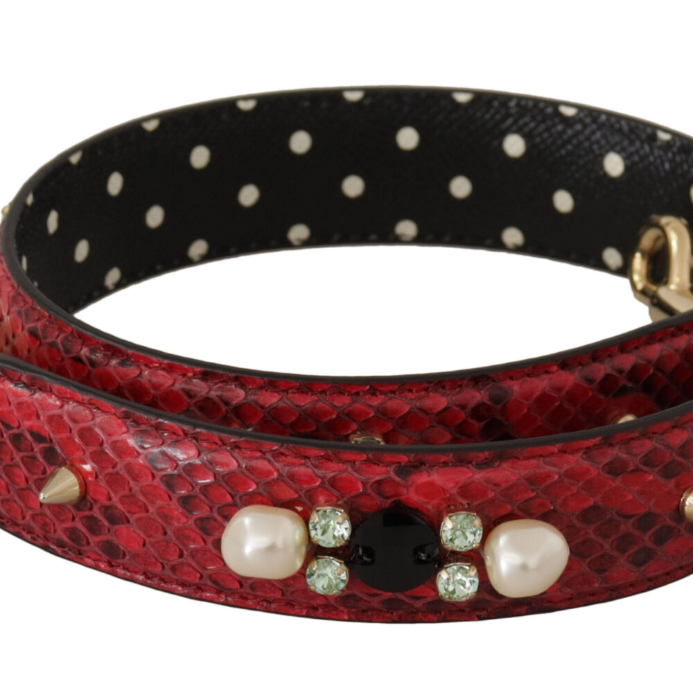 Elegant Red Python Leather Shoulder Strap