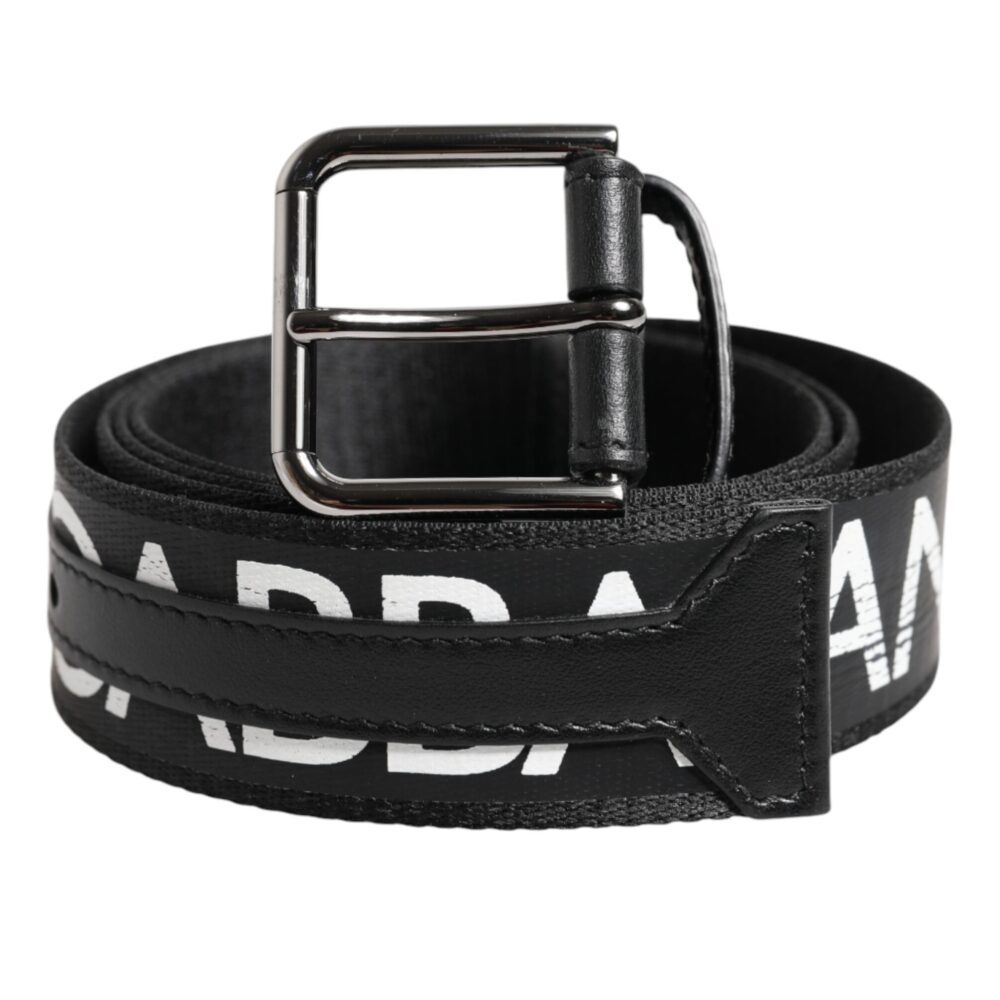 Black White DG Logo Brass Metal Buckle Belt
