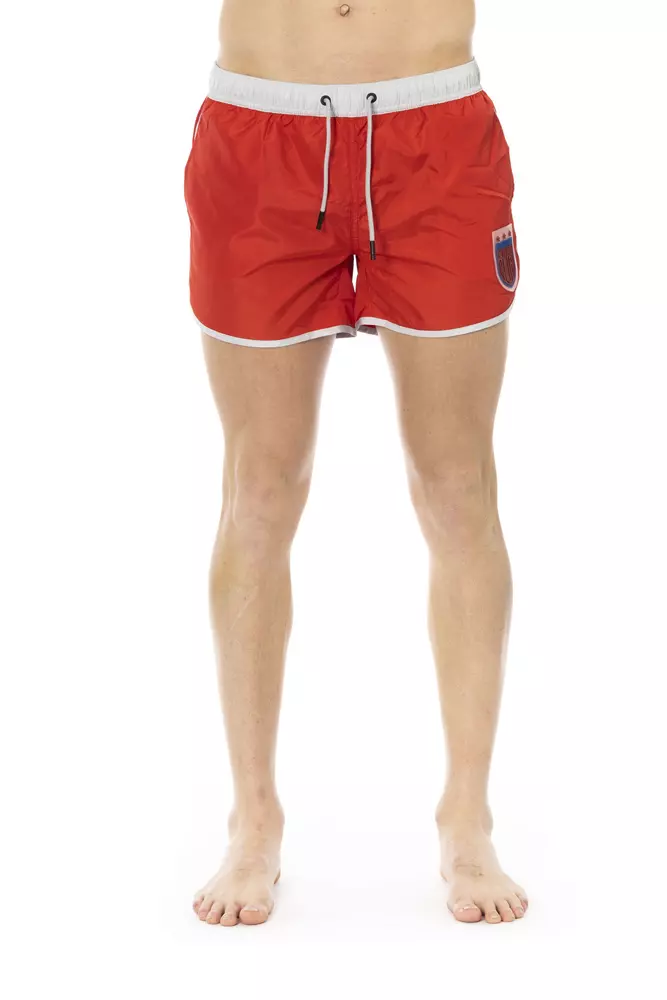 Red Polyester Men's Swim Short