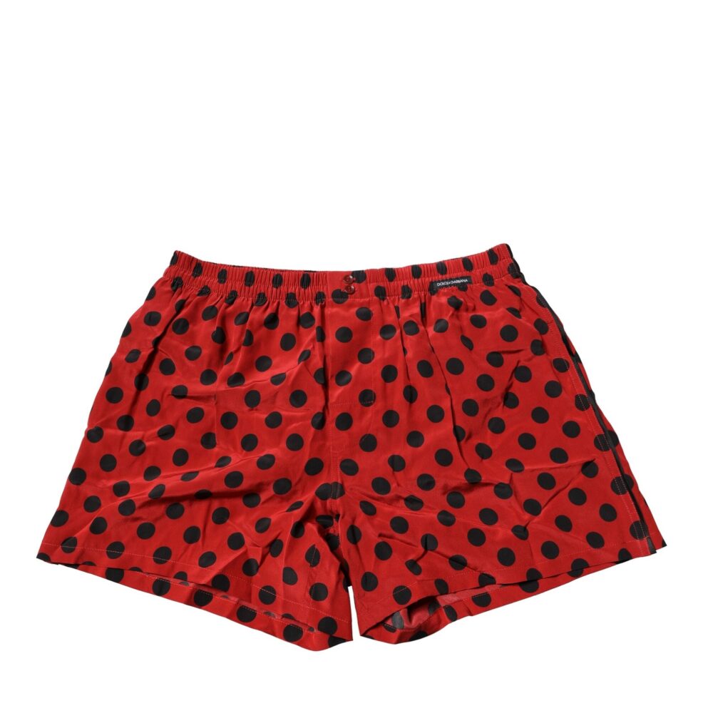 Red Silk Polka Dot Boxer Shorts Underwear