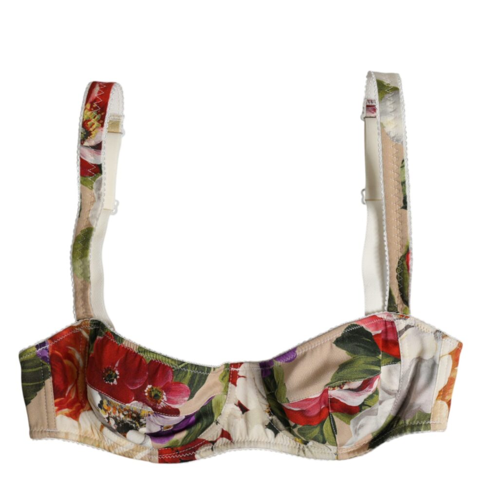 Beige Floral Balconcino Underwired Bra Underwear