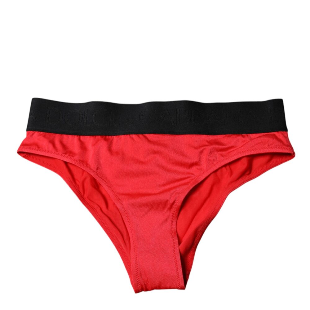 Red Nylon Stretch Mid Waist Panty Underwear