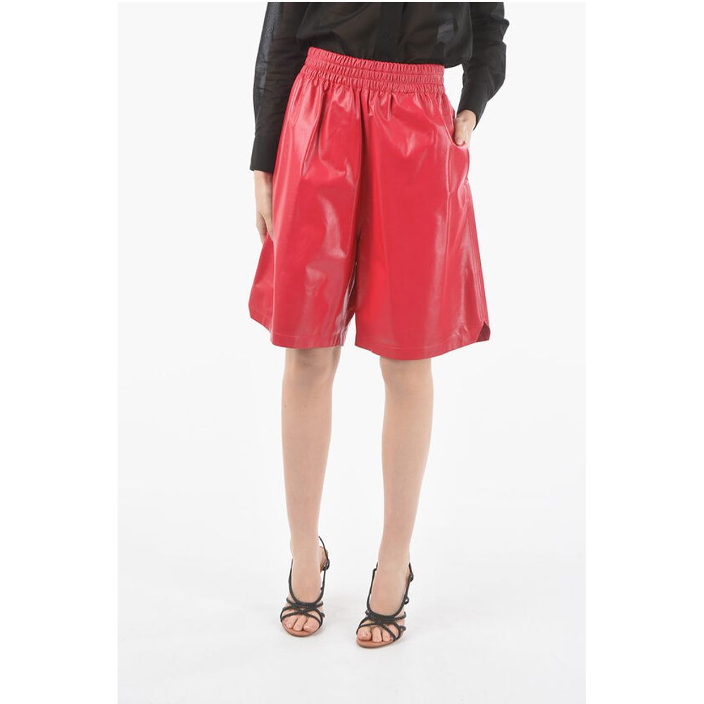 Lamb Skin Unlined Shorts with Elastic Waist