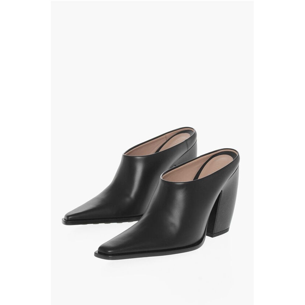 Leather TEX Mules with Covered Heel 10cm