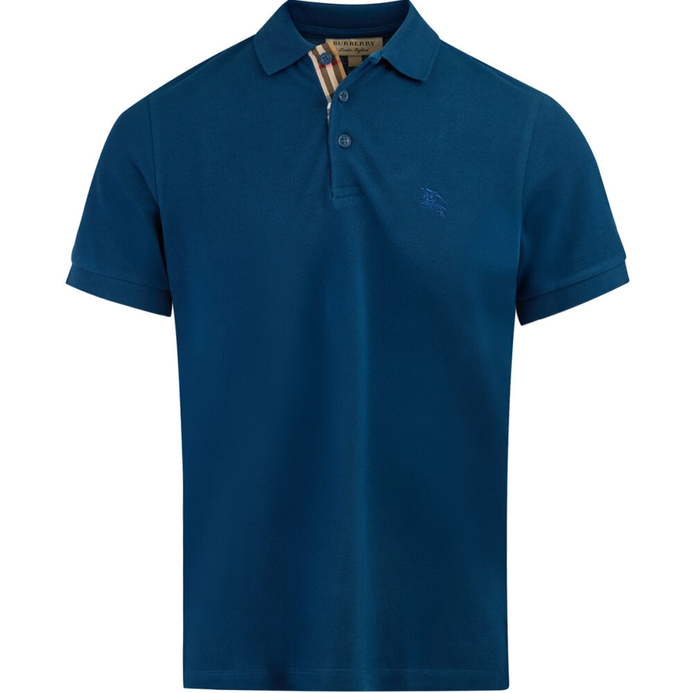 Deep Teal Blue Cotton Collared Polo Shirt