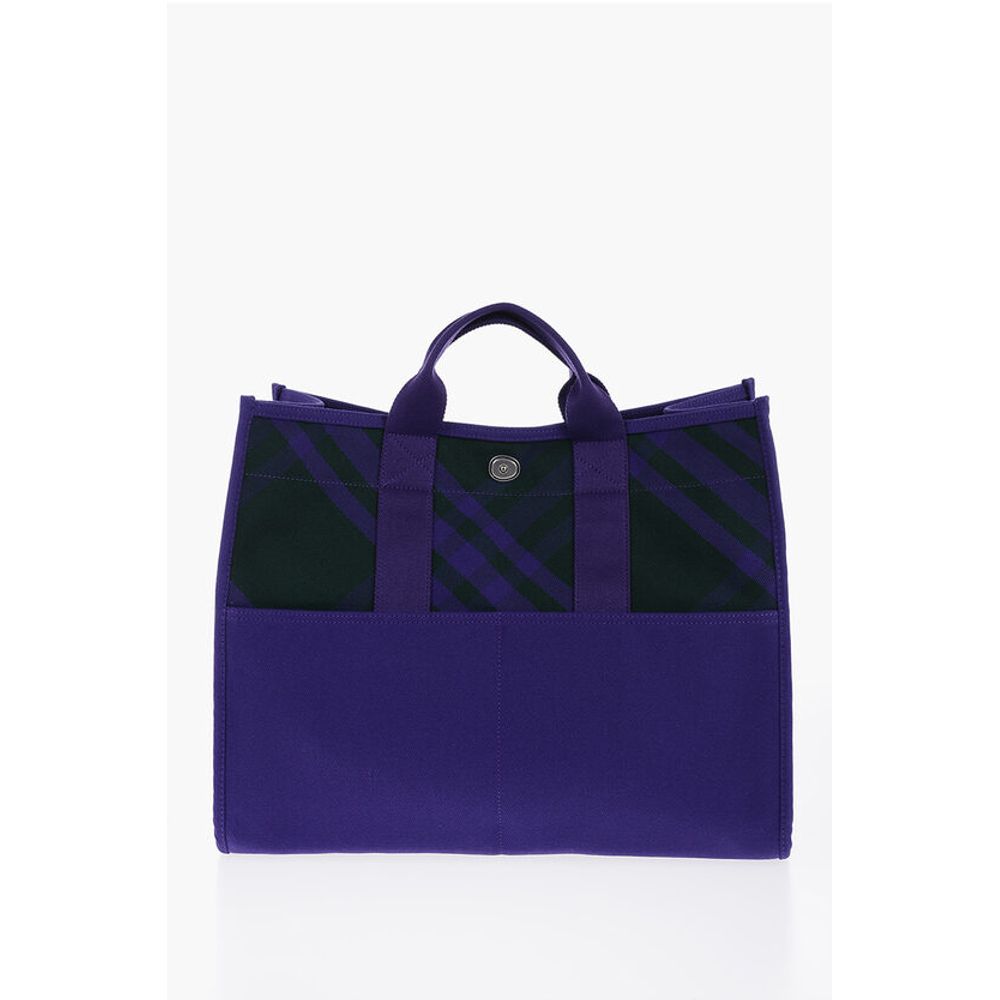 Checked Shopper Bag with Outer Pockets