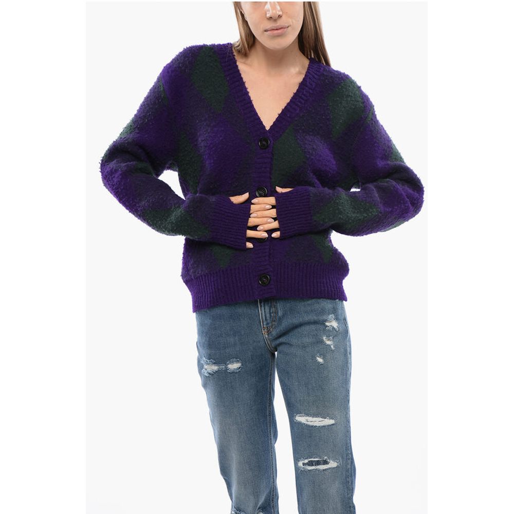 Argyle Patterned Wool Cardigan