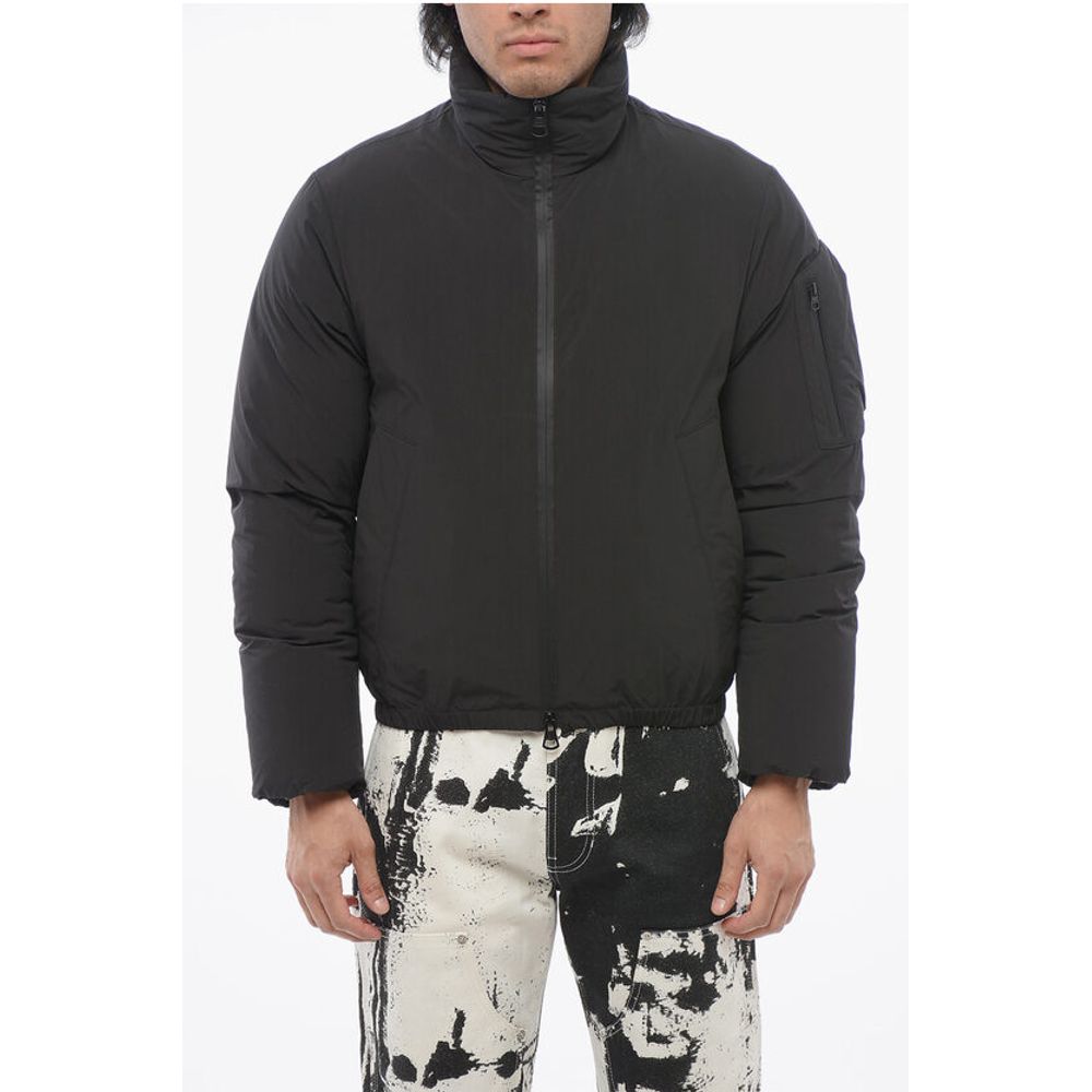 Multipocketed Down Jacket with Back Embroidered Logo
