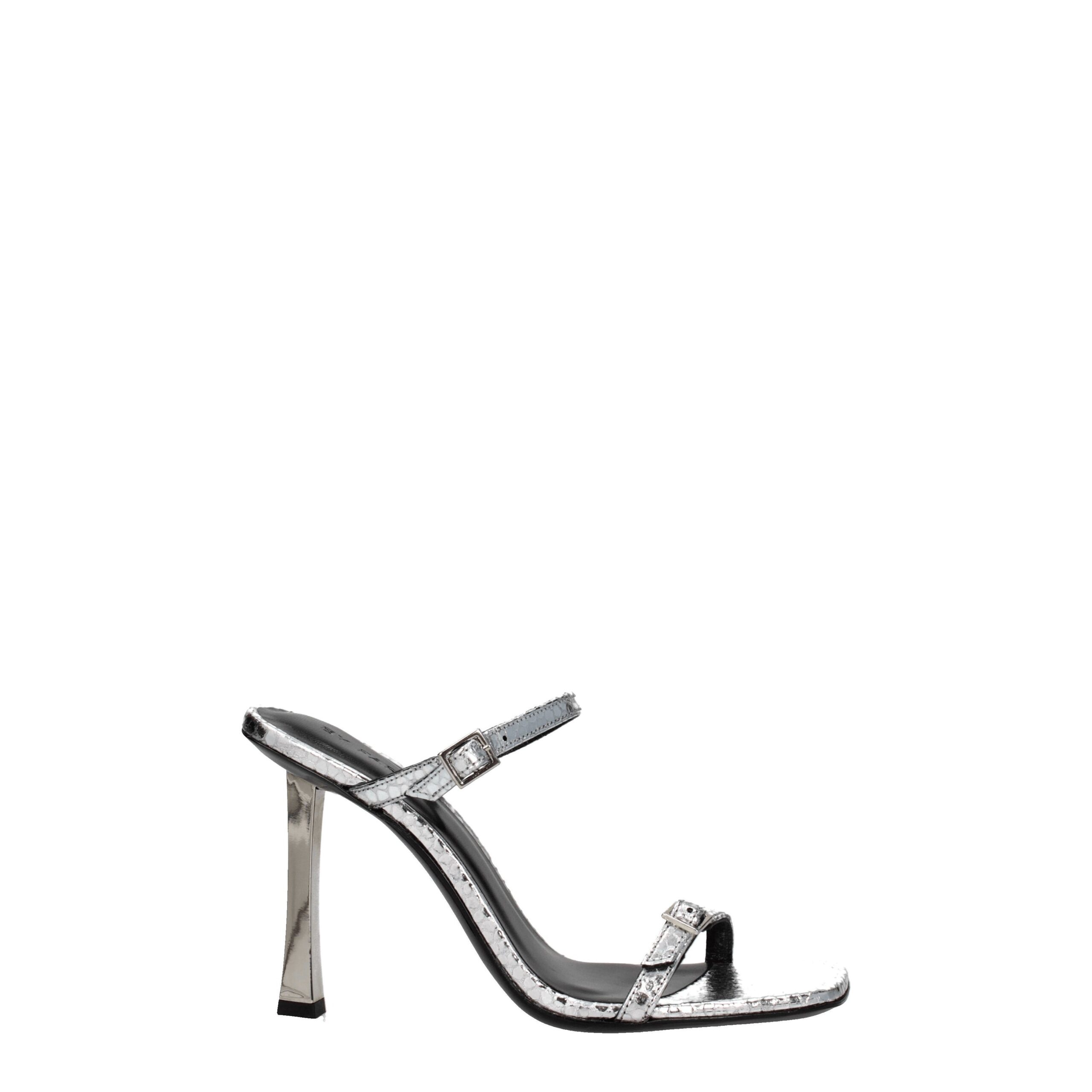 Gray Leather Stiletto Heels Sandals