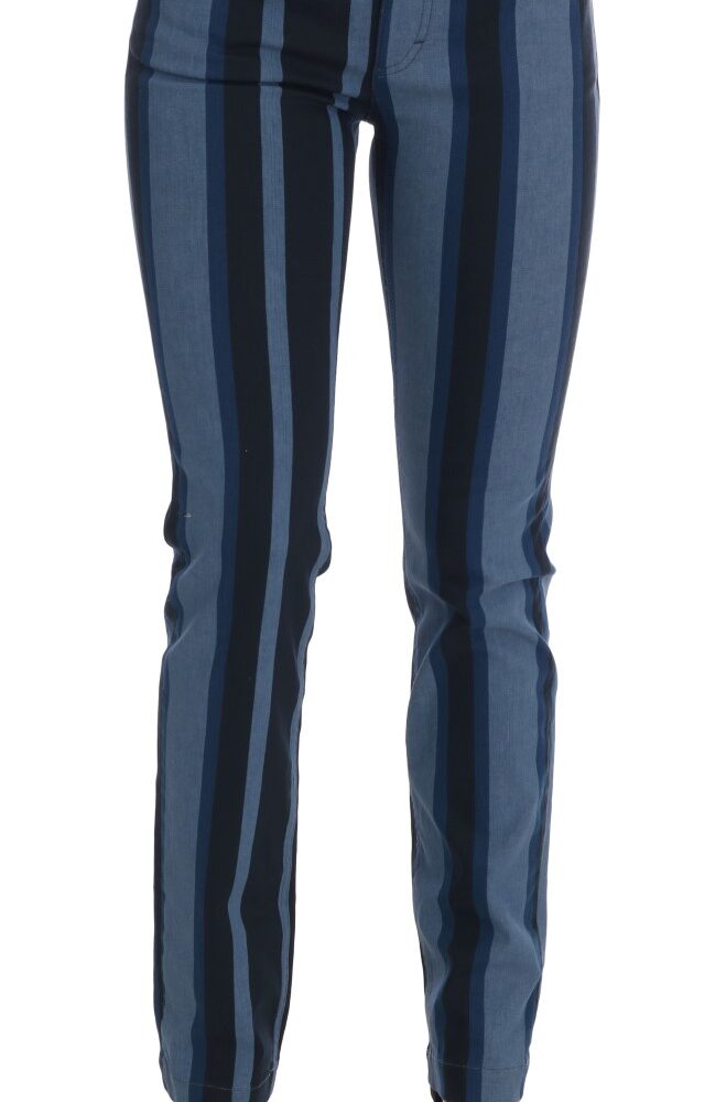 Chic Blue Striped Slim Fit Girly Jeans