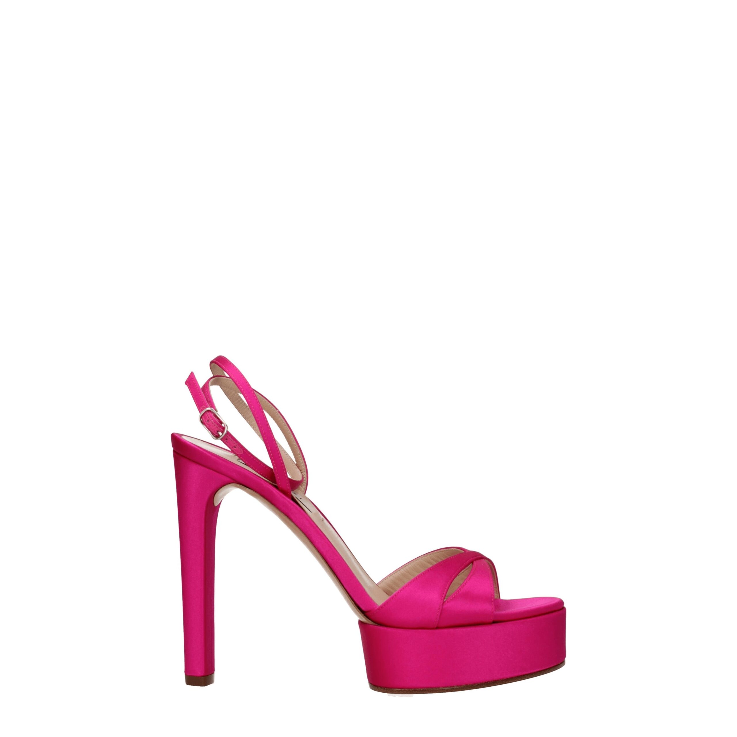 Pink Satin Platforms