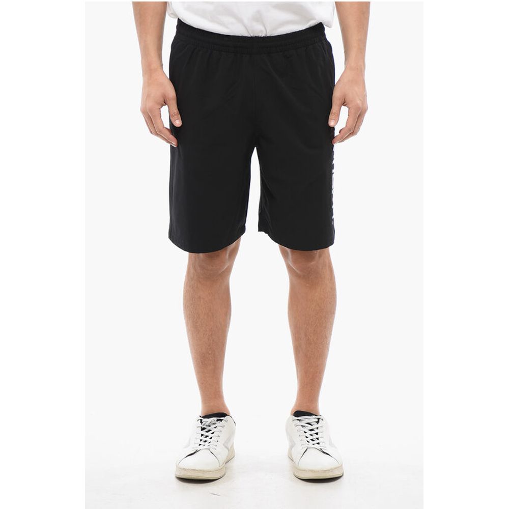 Solid Color BRAME Swim Shorts with Tone on Tone Logo