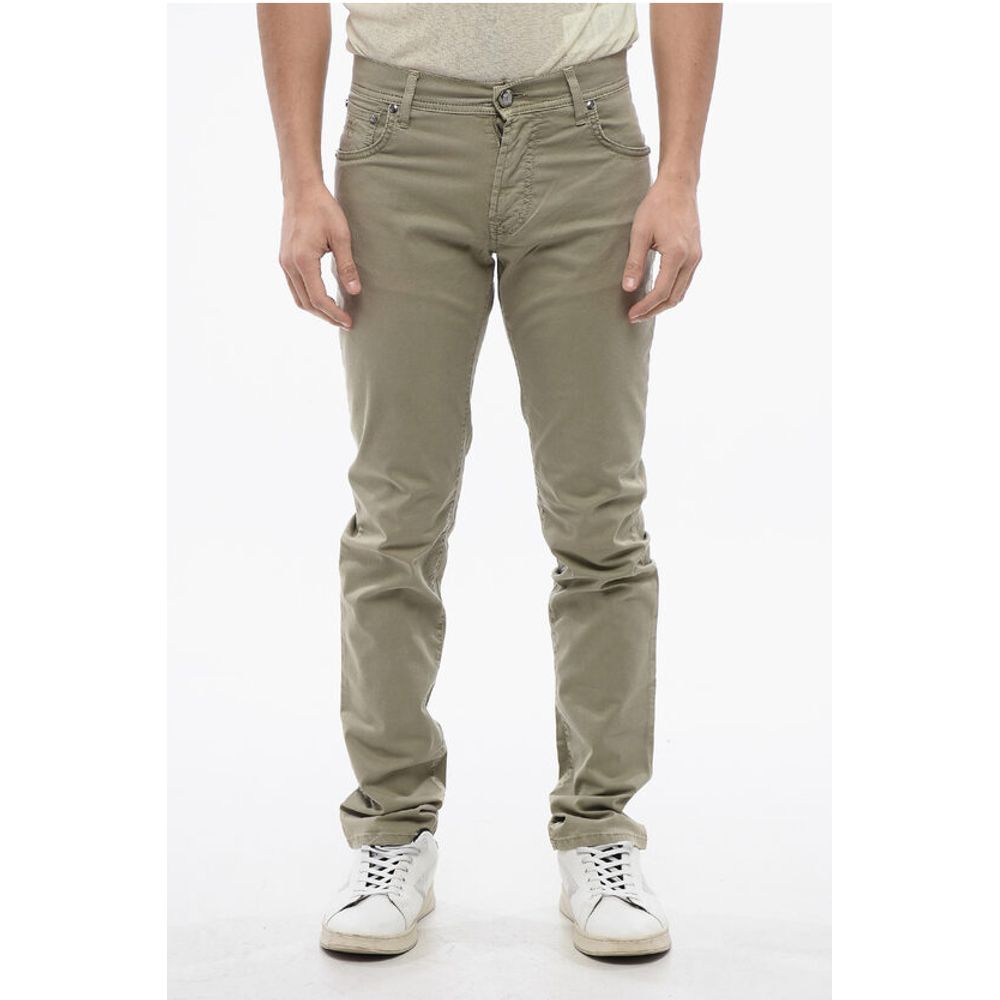 ID Stretchy Cotton 5-pocket Pants with Embroidered Logo 17cm