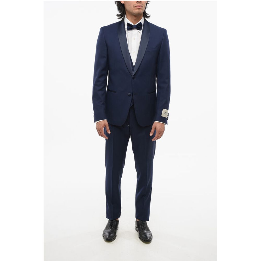 CC COLLECTION 3-Piece RESET Suit with Satin Shawl Lapel